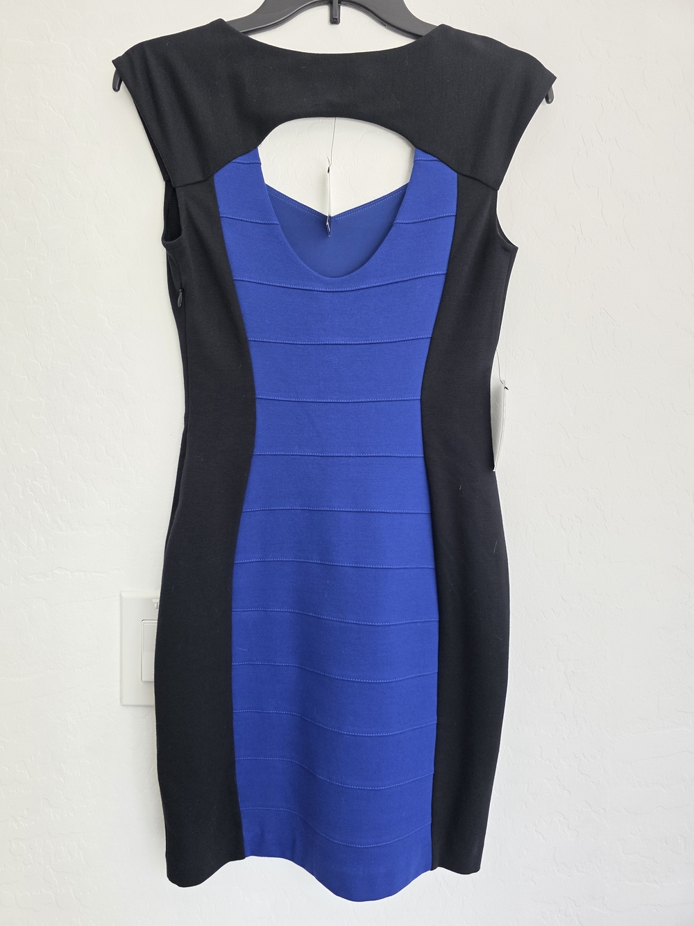 Express Black & Royal Blue Backless Bodycon Dress